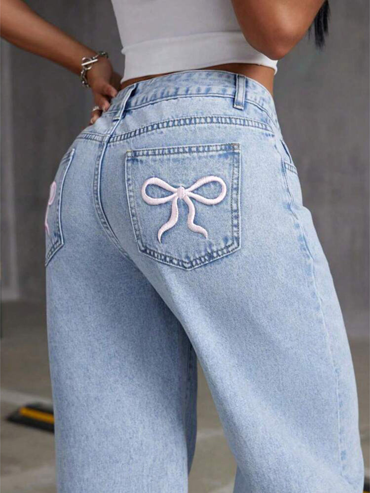 Cherry Denim Wide Leg Coral