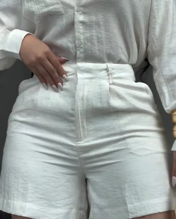 Conjuntos de 2 piezas para mujer: camisas y pantalones cortos informales de moda.