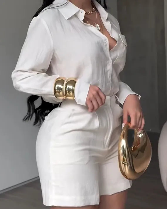 Conjuntos de 2 piezas para mujer: camisas y pantalones cortos informales de moda.