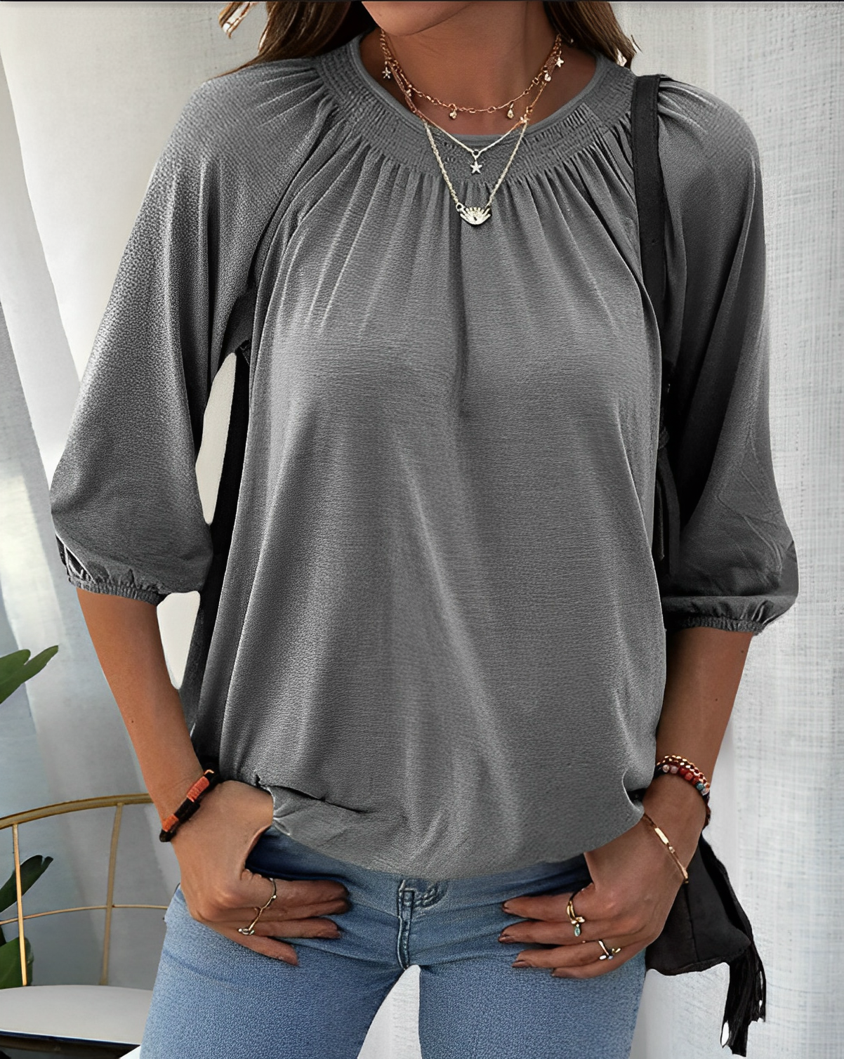 Camisa de cuello redondo