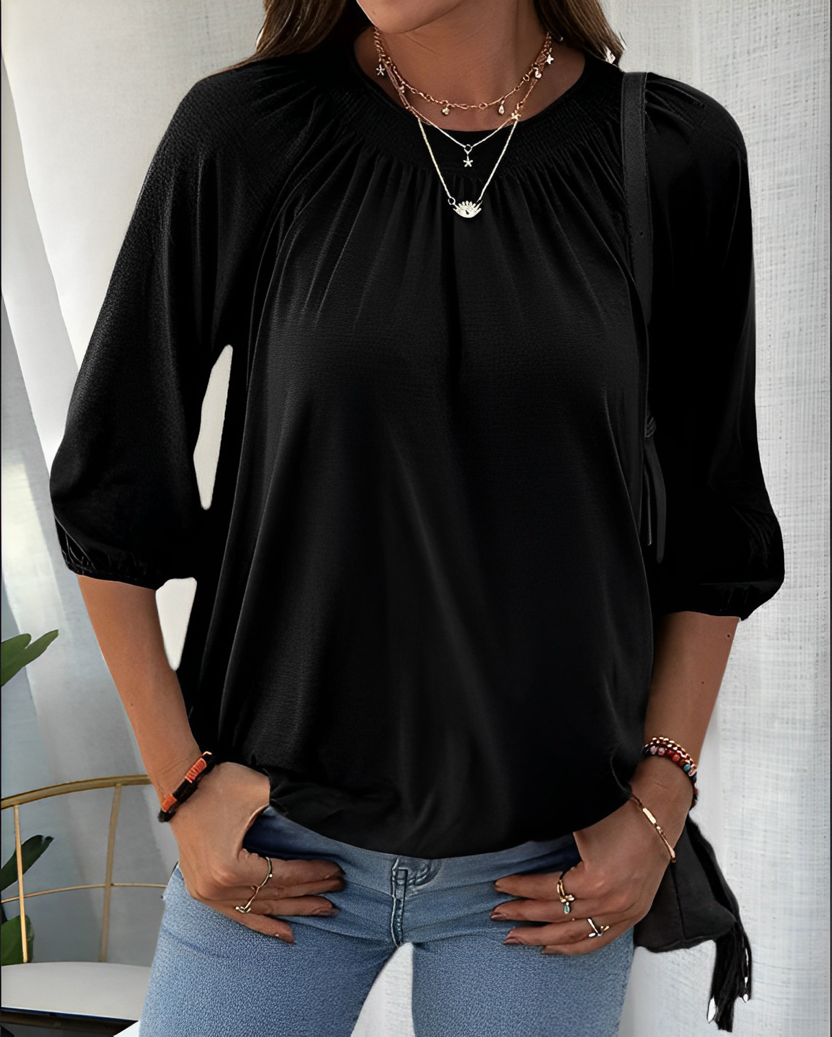 Camisa de cuello redondo