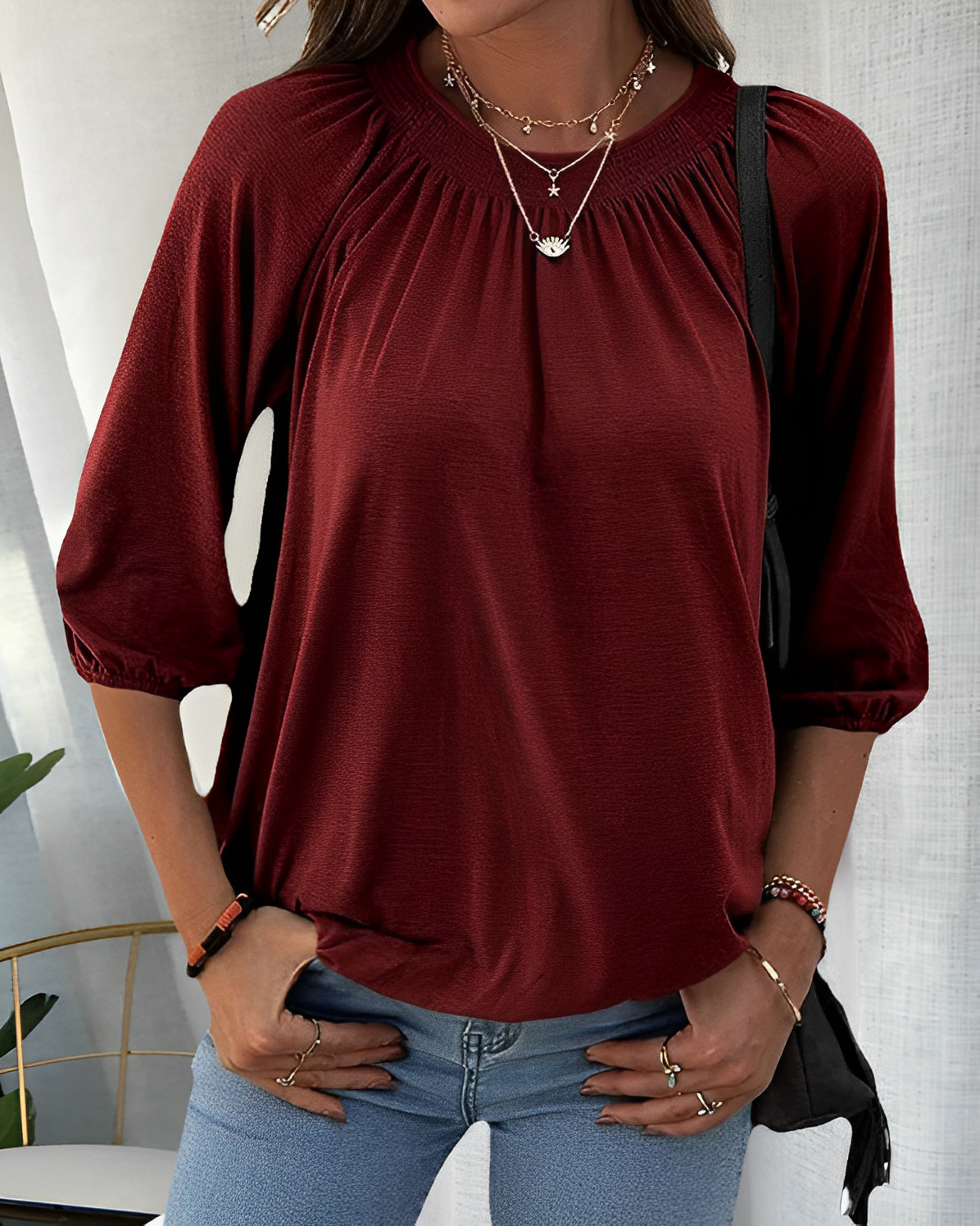 Camisa de cuello redondo