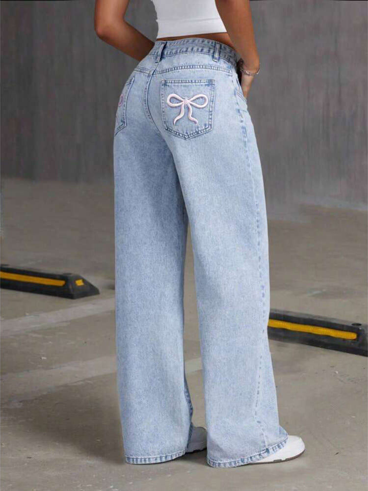 Cherry Denim Wide Leg Coral