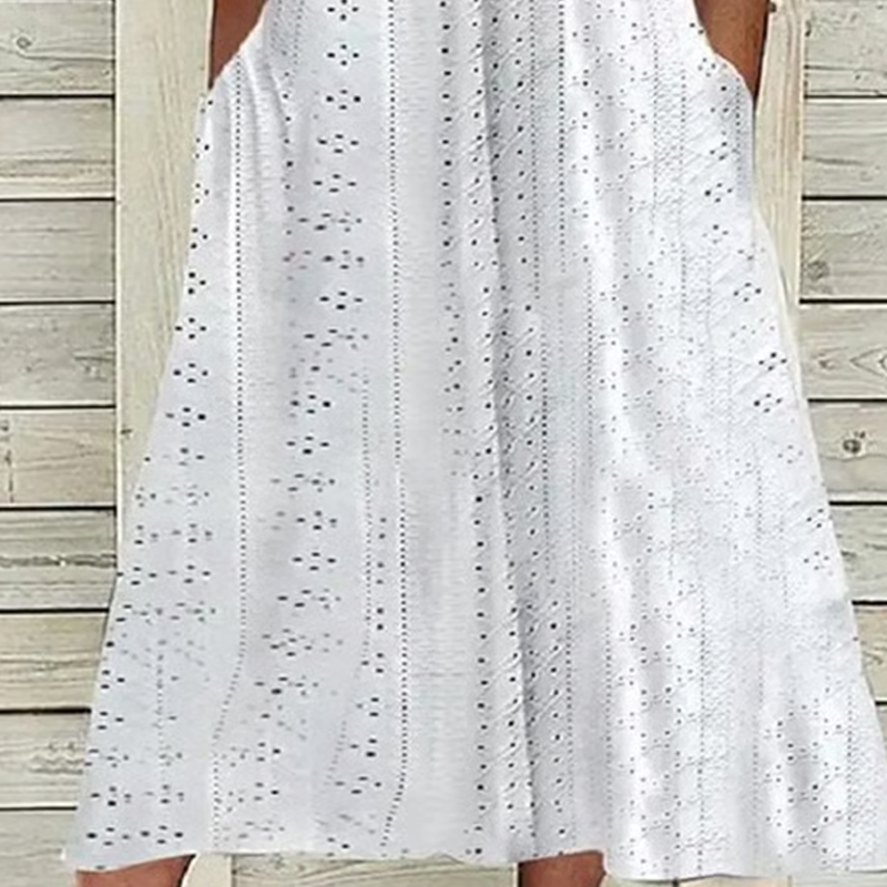 💃Vestido elegante sólido cuello pico calado de mujer