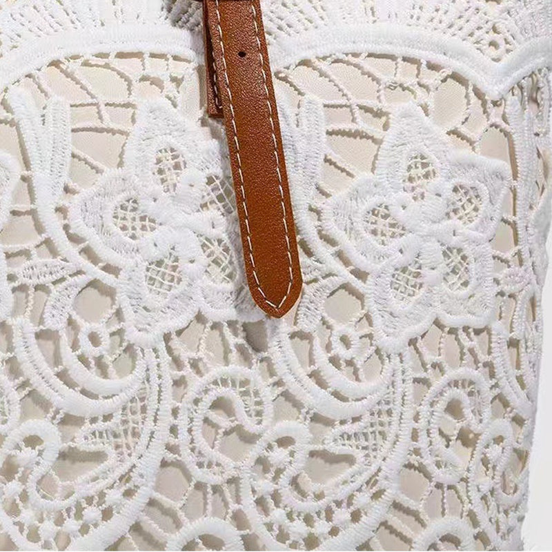 👜 ¡OFERTA POR TIEMPO LIMITADO 50% DE DESCUENTO! 💍 Bolso Tote de Encaje de Gran Capacidad – Diseño Romántico, Correas de PU Ajustables, Cierre Magnético y Organizado ✨