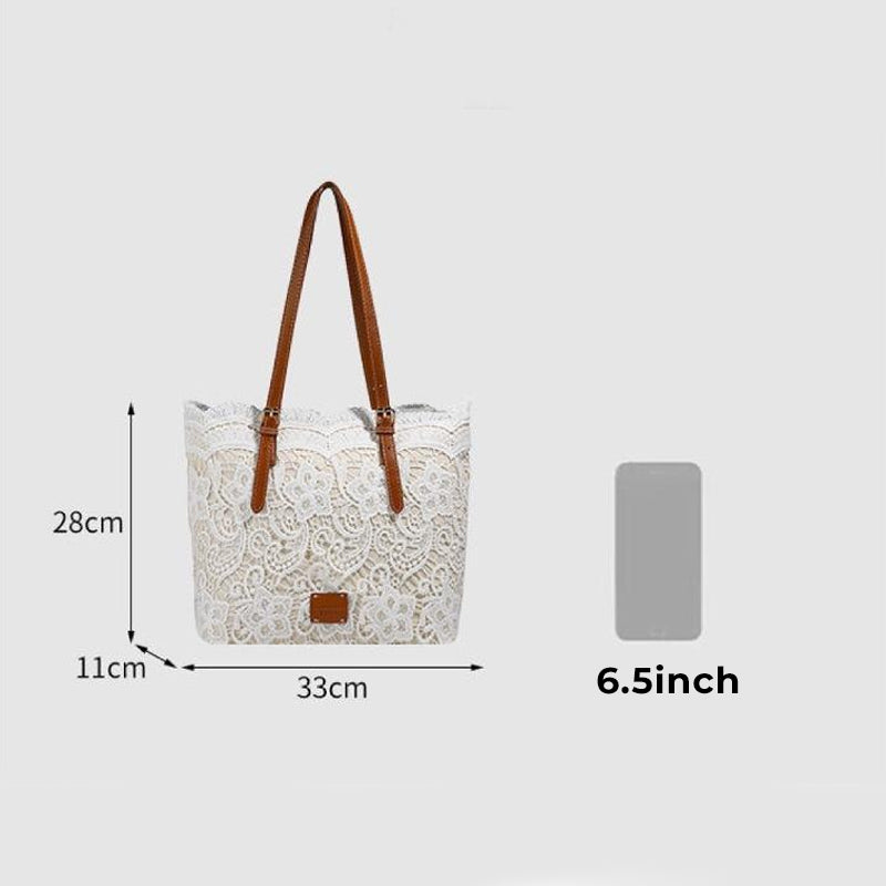 👜 ¡OFERTA POR TIEMPO LIMITADO 50% DE DESCUENTO! 💍 Bolso Tote de Encaje de Gran Capacidad – Diseño Romántico, Correas de PU Ajustables, Cierre Magnético y Organizado ✨