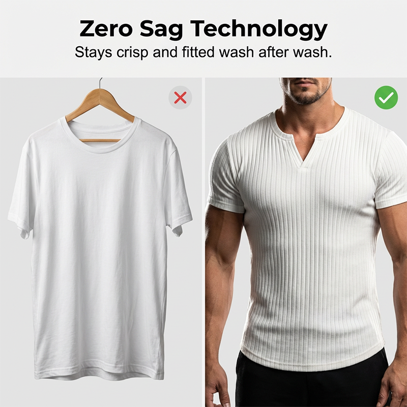 Camisa Henley lisa entallada para hombre
