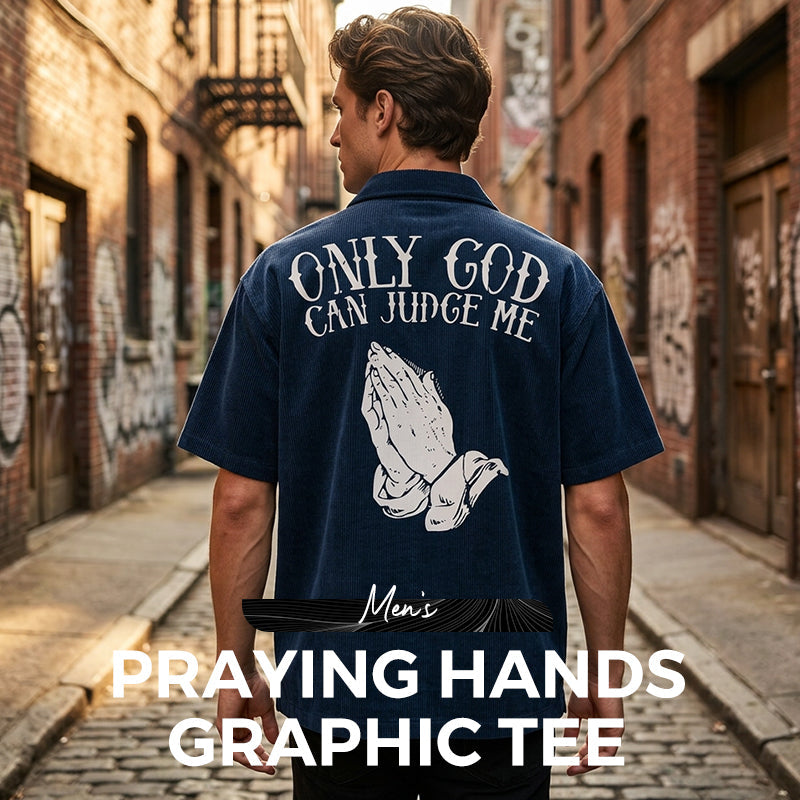 📢📢¡40% DE DESCUENTO!! ⏰👕 Camiseta gráfica de manos en oración para hombre – Algodón, casual, simbólica, versátil ✨