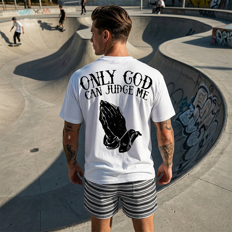 📢📢¡40% DE DESCUENTO!! ⏰👕 Camiseta gráfica de manos en oración para hombre – Algodón, casual, simbólica, versátil ✨